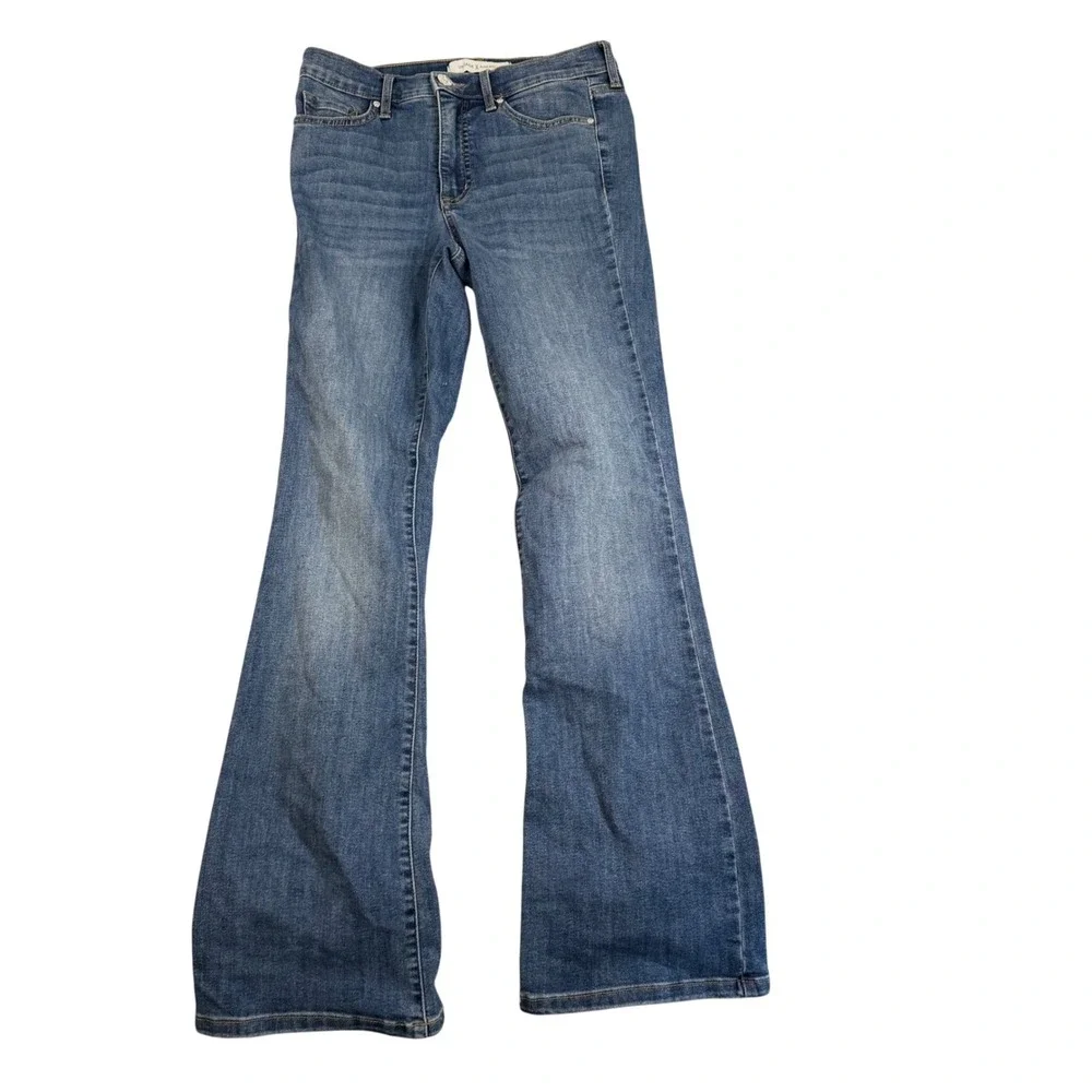 Vintage America Womens Flare Leg Jeans Blue Medium Wash Size 4 High Rise 1035
